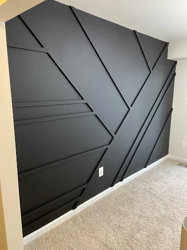 Dark Grey Geometric Accent Wall