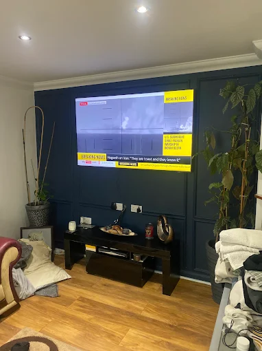 Navy Panelled TV Wall